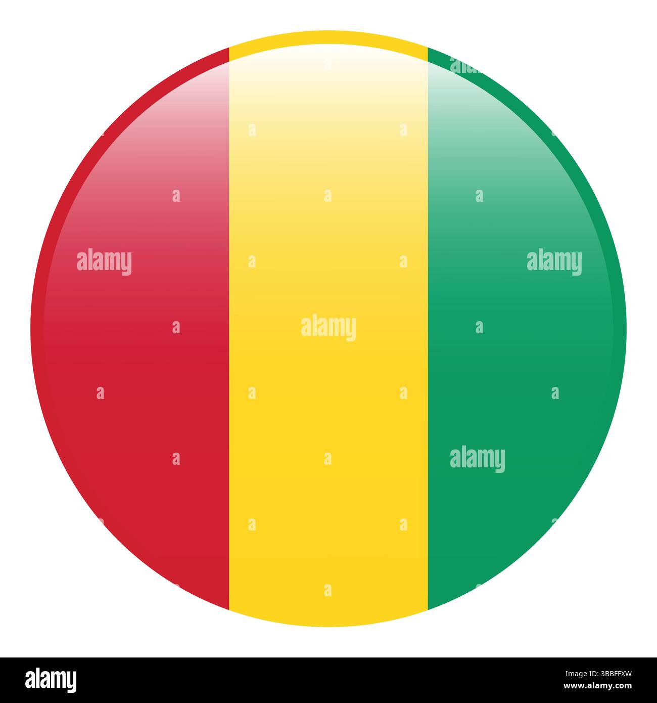 Drapeau de Guinée. Guinée cercle drapeau 3d logo icône d'illustration vectorielle d'ordinateur. Illustration de Vecteur