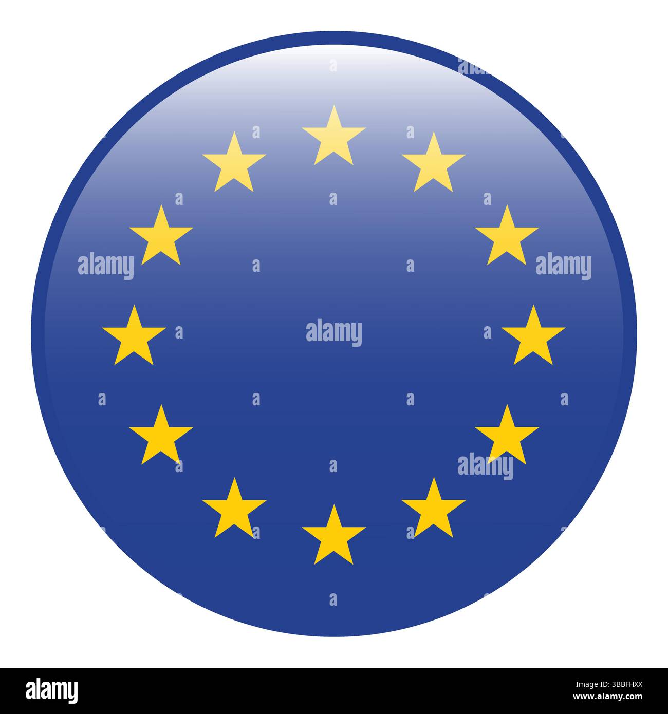 Drapeau de l'Union européenne. Drapeau du bouton eu. Union européenne cercle drapeau 3d logo icône d'illustration vectorielle d'ordinateur. Illustration de Vecteur