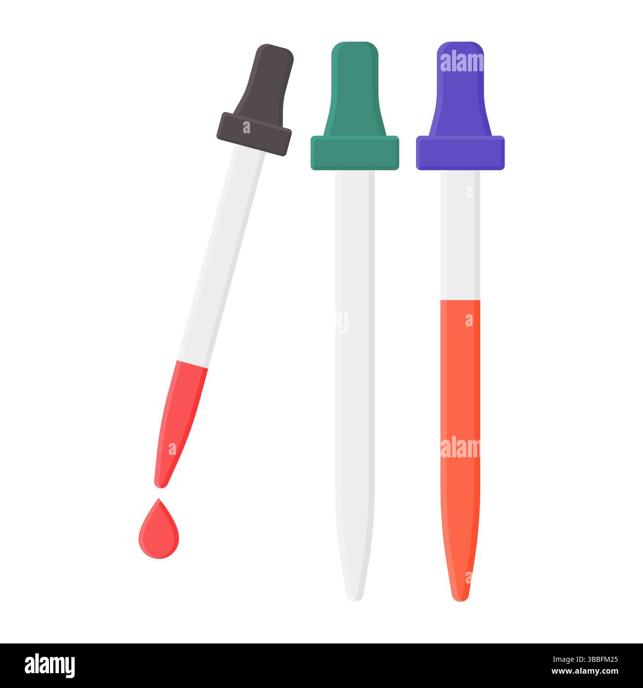 Outil de recherche de pipette pour prélever des échantillons. Icône de pipette simple. Pipette remplie de liquide. Illustration de Vecteur