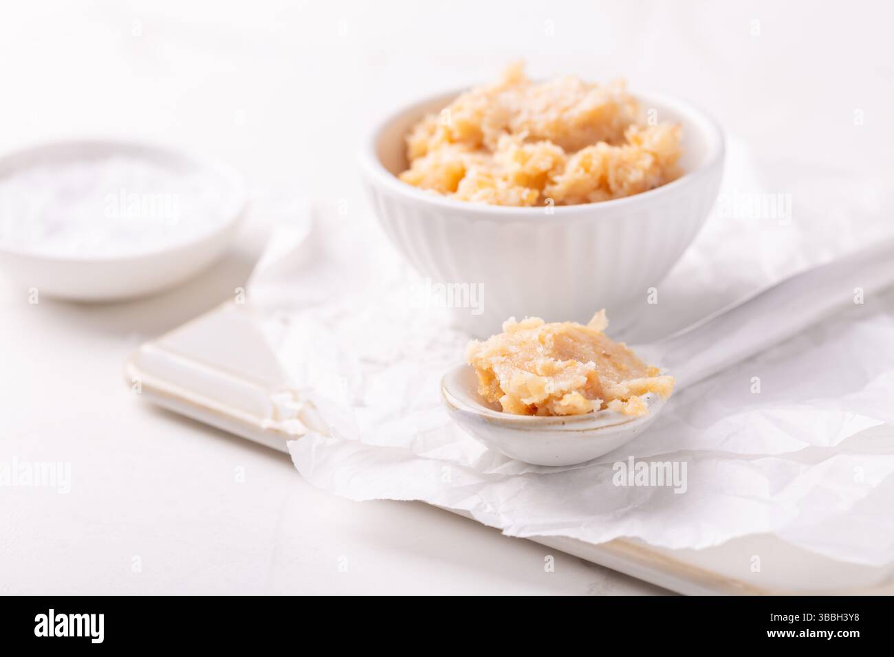 Cretons maison, saindoux copieux avec cretons comme tartinade pour le pain dans un bol Banque D'Images