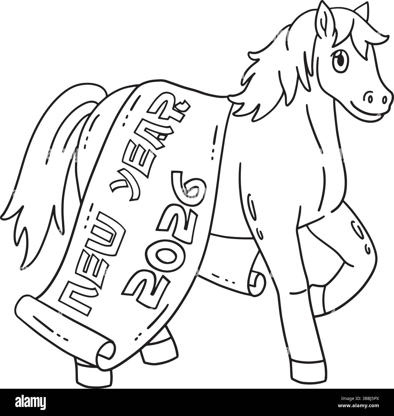 Année du cheval nouvel an 2026 bannière isolée Illustration de Vecteur