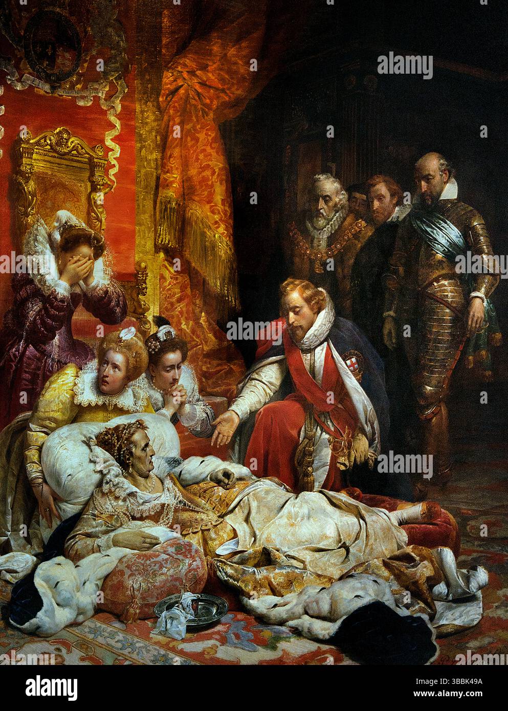 Elizabeth I 1533 – 1603 reine régnante d'Angleterre la Vierge Reine Glorianaor bonne reine Bess Paul DELAROCHE 1797–1856 Musée français Louvre . [ Élisabeth Ire, née en 1533 et décédée en 1603, fut reine d'Angleterre et d'Irlande de 1558 à 1603. Son règne est souvent appelé l'âge élisabéthain, une période de prospérité anglaise, d'exploration et de floraison culturelle. Elle réussit à naviguer dans les troubles politiques et religieux, devenant un symbole de l'unité et de la force nationales.] Banque D'Images