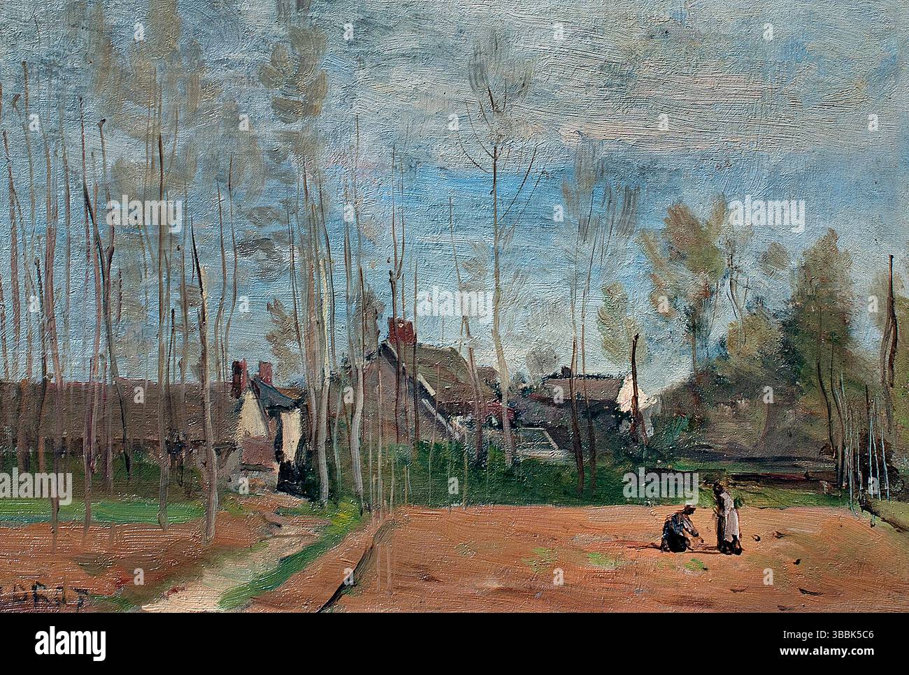 Le Hameau - le hameau, par, Jean Baptiste Camille Corot, 1796-1875 , France Museum Louvre . Banque D'Images