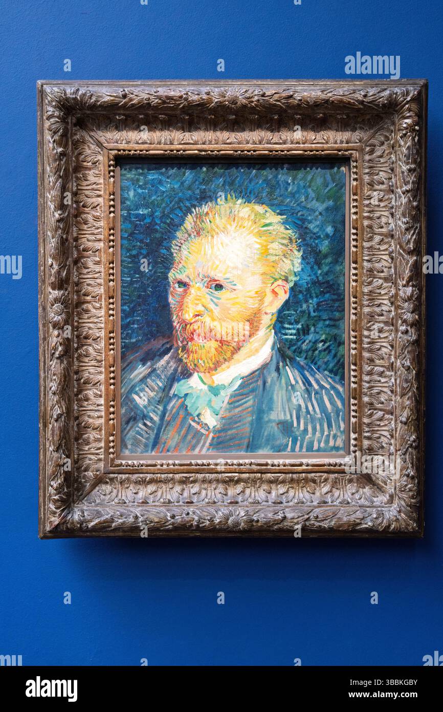 Van Gogh Selfportrait, photographie Muse dÕOrsay exposition intérieure, Paris, France, Europe Banque D'Images