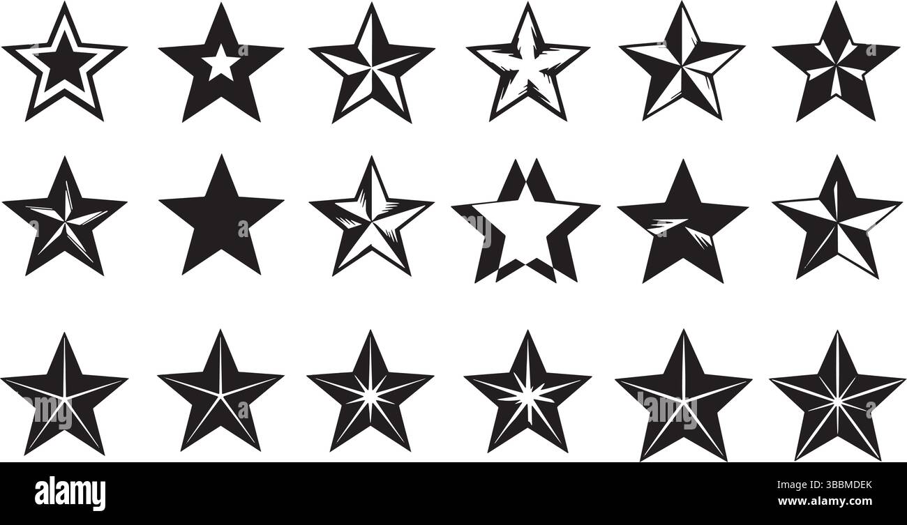 Silhouettes stylisées d'étoiles de tir Une fusion céleste de lumière et de mouvement Illustration de Vecteur