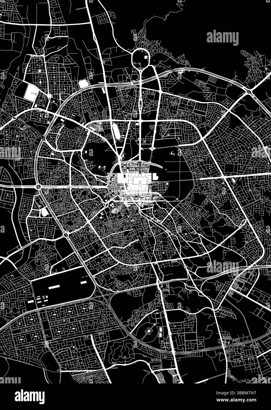 Carte vectorielle de la ville d'Al Madinah, Arabie Saoudite – conception simplifiée de la disposition des rues urbaines Illustration de Vecteur
