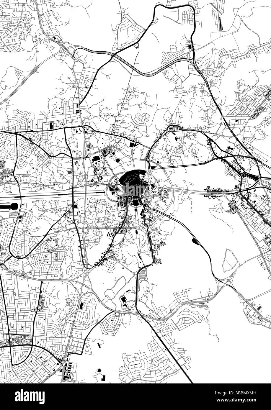 Carte vectorielle de la Mecque, Arabie Saoudite - rue urbaine blanche et noire et disposition du bâtiment Illustration de Vecteur