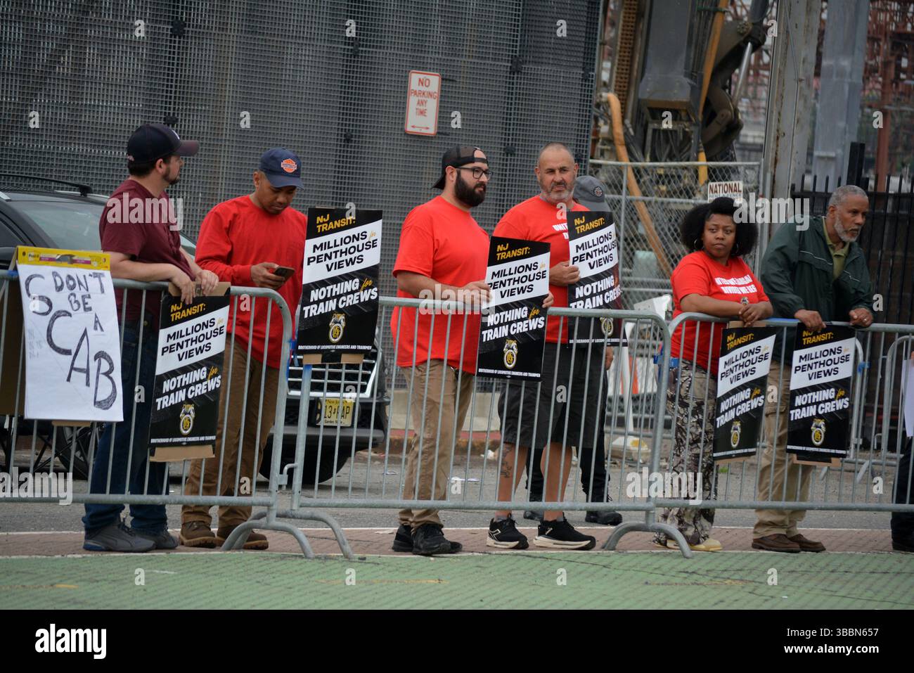 Grève de NJ transit au terminal de Hoboken dans le New Jersey. Banque D'Images