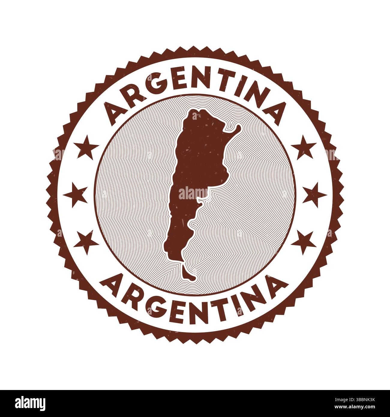Emblème de l'Argentine. Timbre rond de pays avec forme de l'Argentine, isolignes et texte rond. Magnifique badge. Illustration vectorielle puissante. Illustration de Vecteur