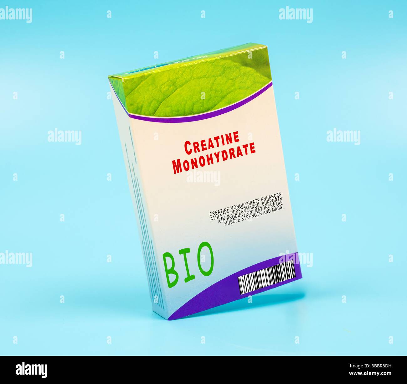 Monohydrate de créatine. Améliore les performances athlétiques. Soutient la production d'ATP ; peut augmenter la force musculaire et la masse. Banque D'Images