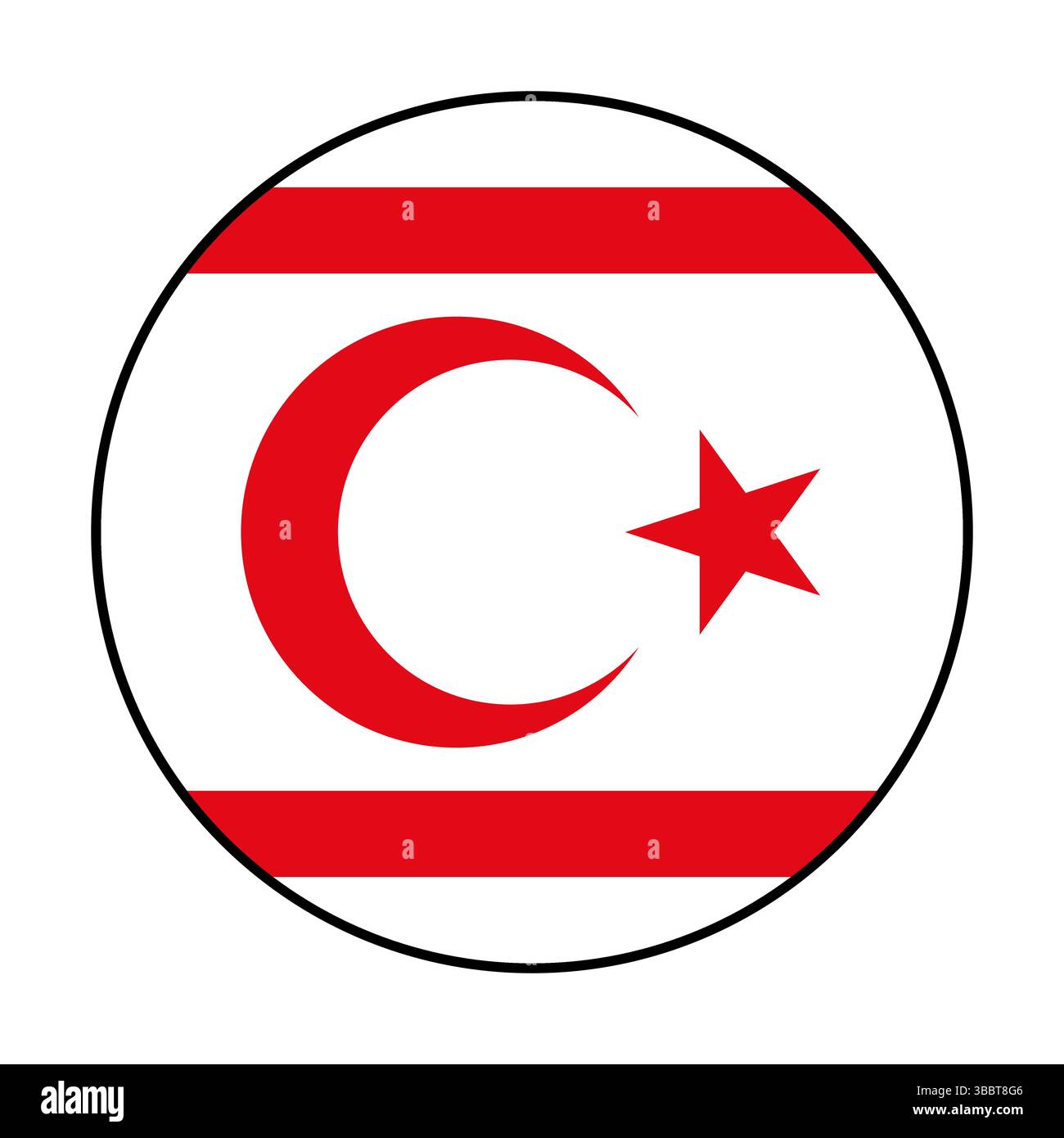 Drapeau de Chypre-Nord. Bord noir. Chypre du Nord cercle drapeau logo icône d'illustration vectorielle d'ordinateur. Illustration de Vecteur