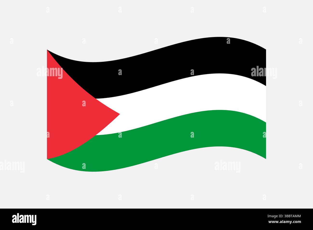 Drapeau de Palestine. Couleurs officielles du drapeau palestinien et illustration vectorielle numérique de proportion. Drapeau ondulé. Illustration de Vecteur