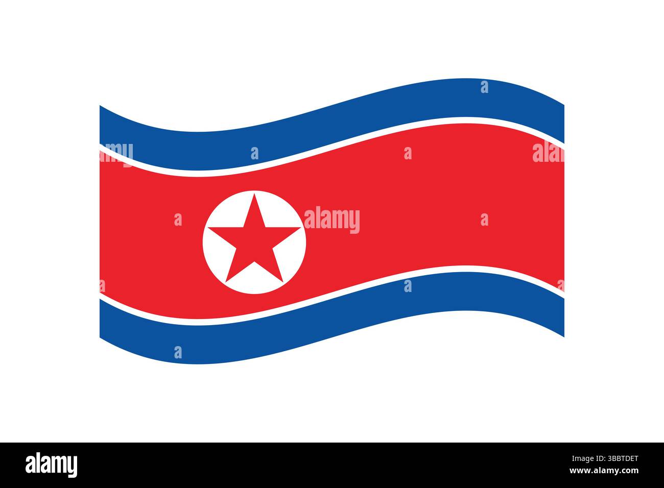 Drapeau de Corée du Nord. Corée du Nord drapeau couleurs officielles et proportion illustration vectorielle numérique. Drapeau ondulé. Illustration de Vecteur