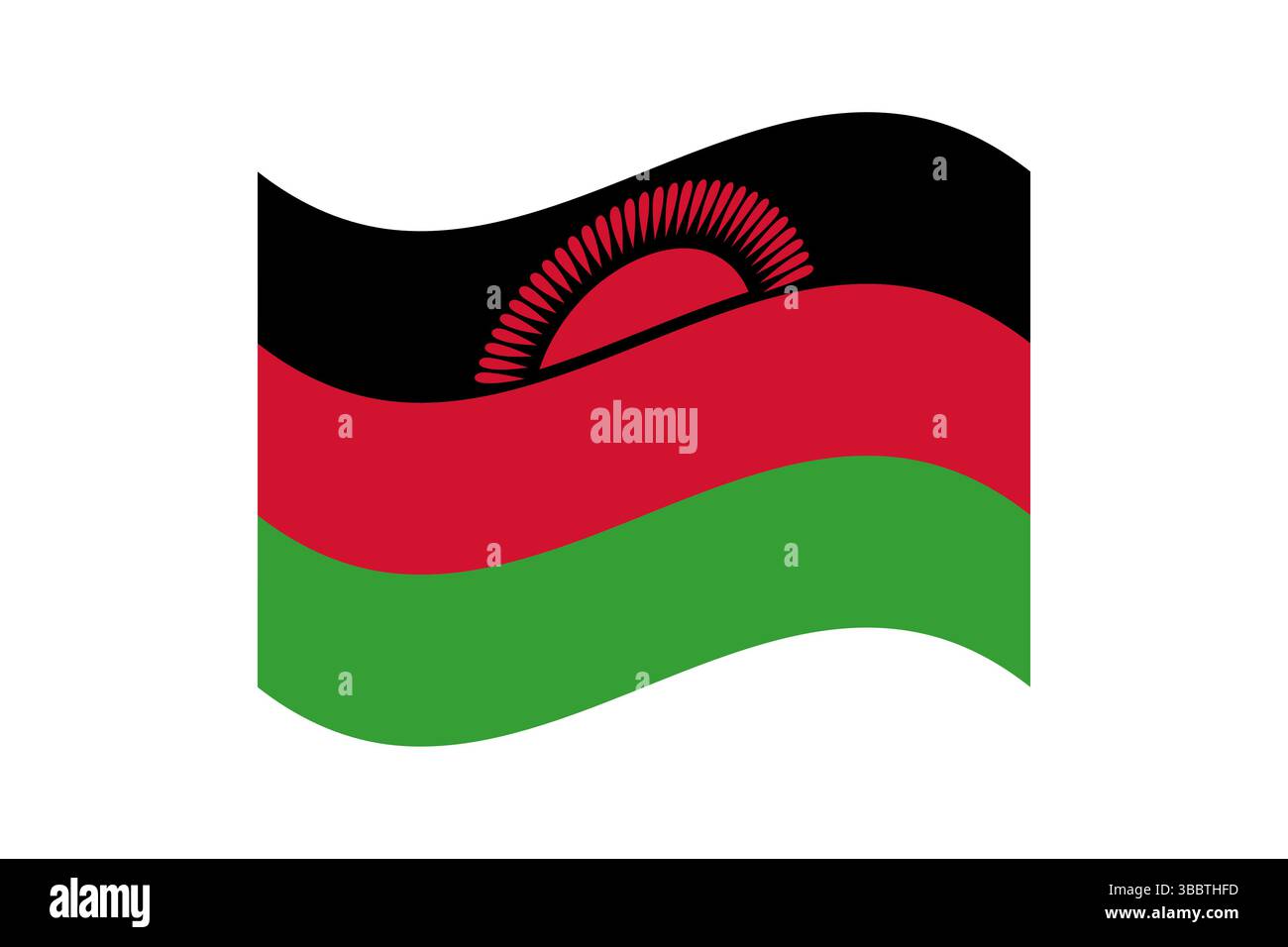 Drapeau du Malawi. Malawi drapeau couleurs officielles et proportion illustration vectorielle numérique. Drapeau ondulé. Illustration de Vecteur