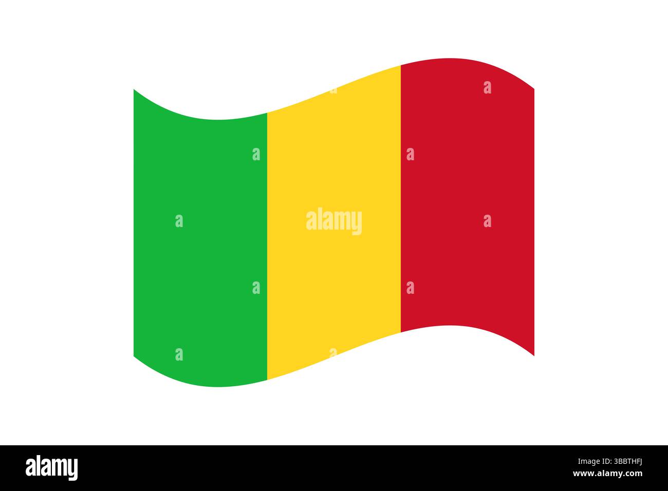 Drapeau du Mali. Mali drapeau couleurs officielles et proportion illustration vectorielle numérique. Drapeau ondulé. Illustration de Vecteur