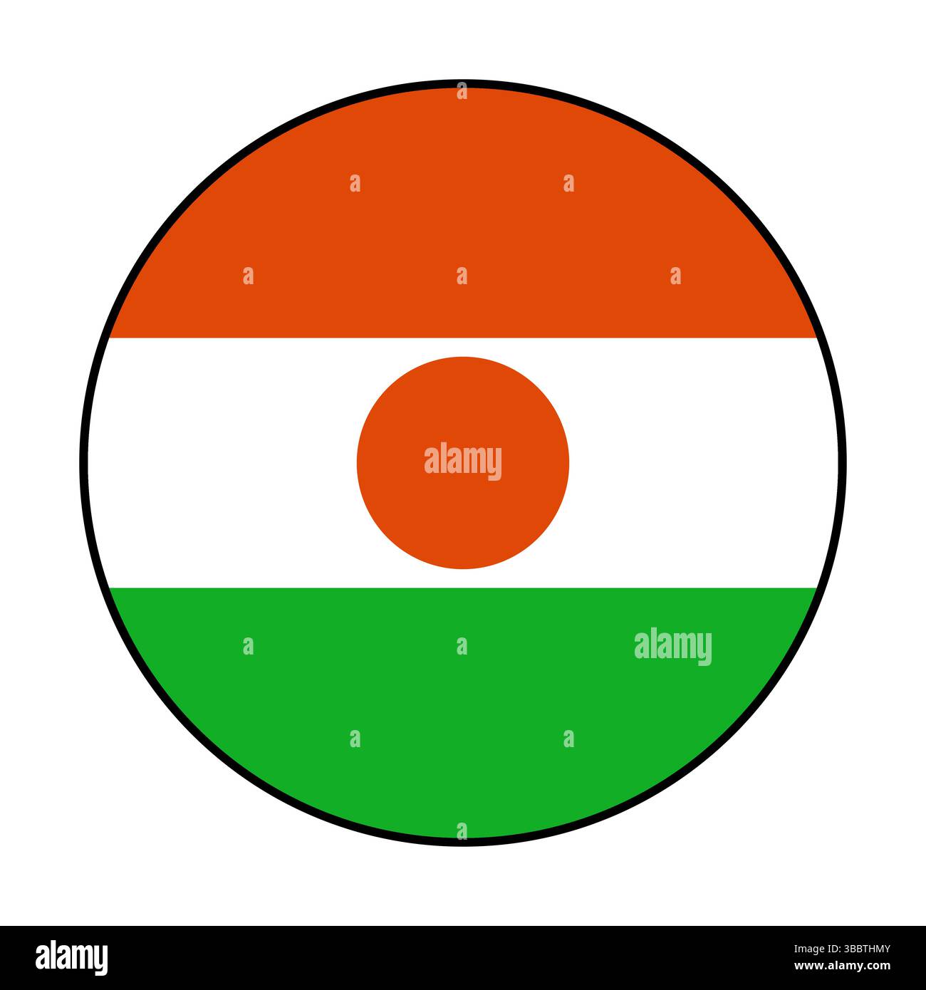Drapeau du Niger. Bord noir. Niger cercle drapeau logo icône ordinateur illustration vectorielle conception. Illustration de Vecteur