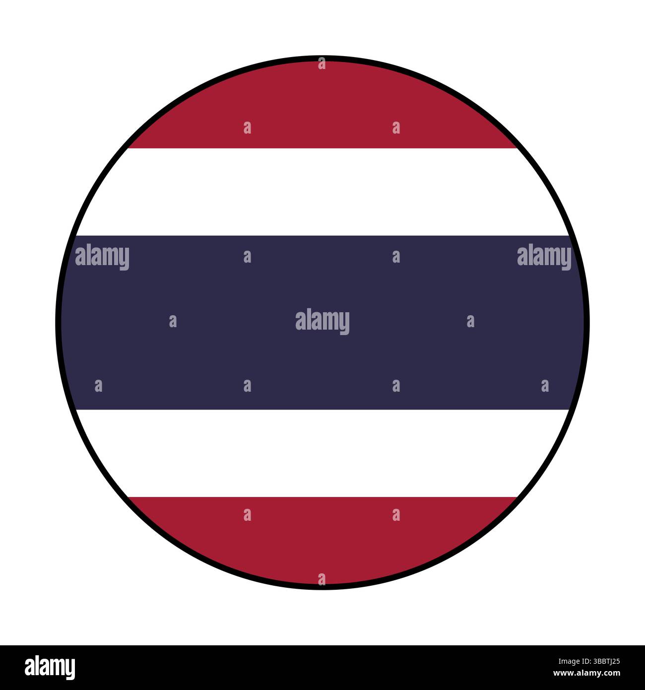Drapeau de Thaïlande. Bord noir. Thaïlande cercle drapeau logo icône ordinateur illustration vectorielle conception. Illustration de Vecteur