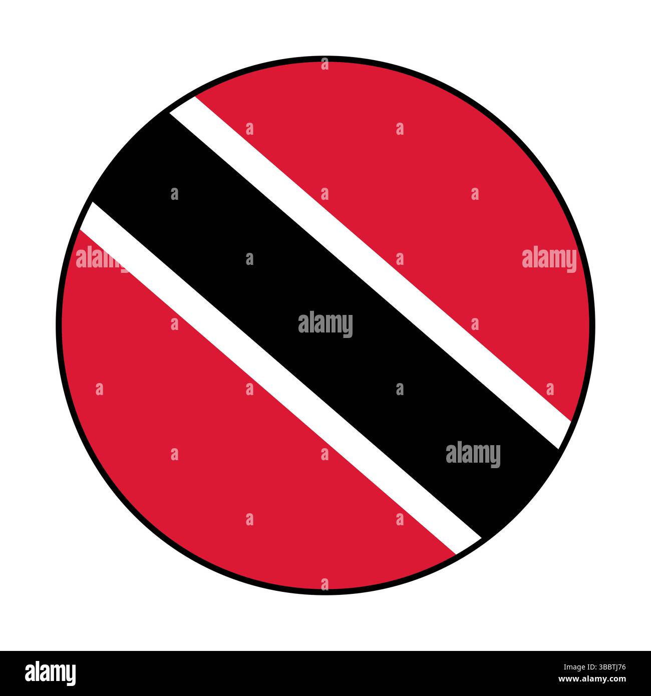 Drapeau de Trinité-et-Tobago. Bord noir. Trinité-et-Tobago cercle drapeau logo icône ordinateur vectoriel conception d'illustration. Illustration de Vecteur