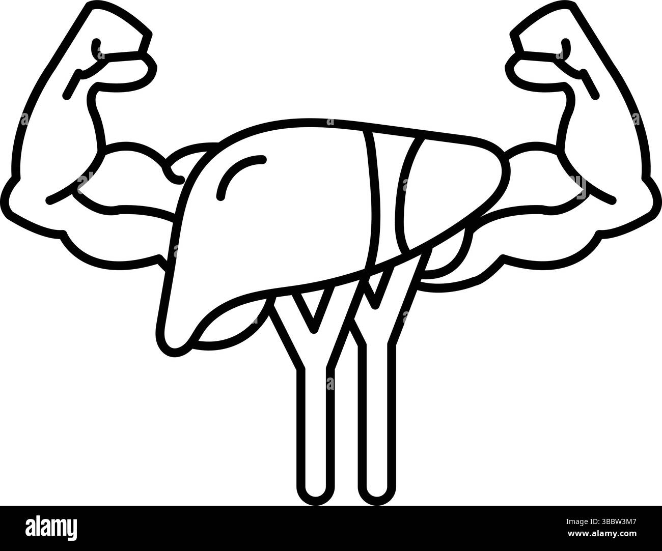 Un homme musclé tient un foie dans ses bras. Le foie est le plus grand organe interne du corps Illustration de Vecteur