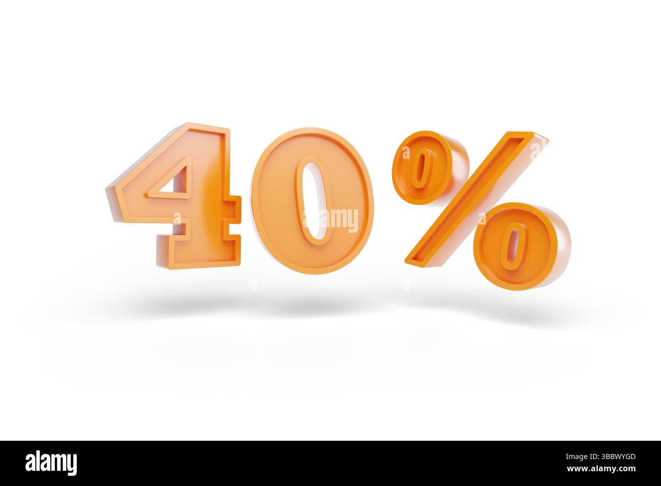 40 pour cent en trois dimensions isolé sur fond blanc. Illustration 3D. Banque D'Images