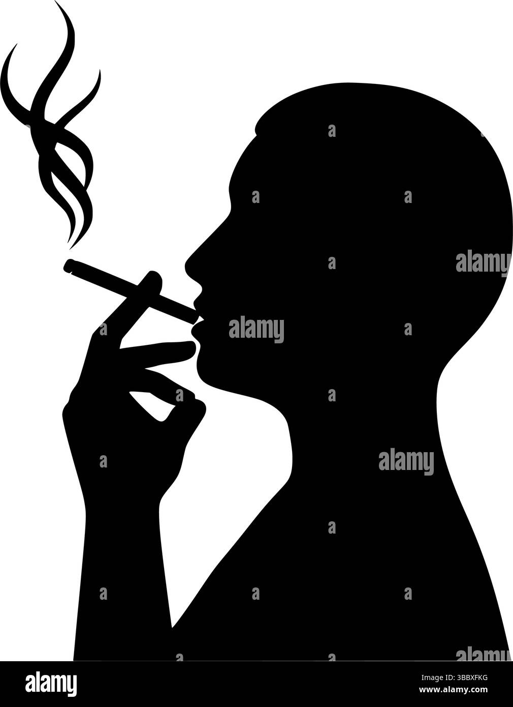 Homme fumant cigarette Silhouette. Silhouette de l'homme fumant une cigarette – toxicomanie, vecteur de concept de risque pour la santé Illustration de Vecteur