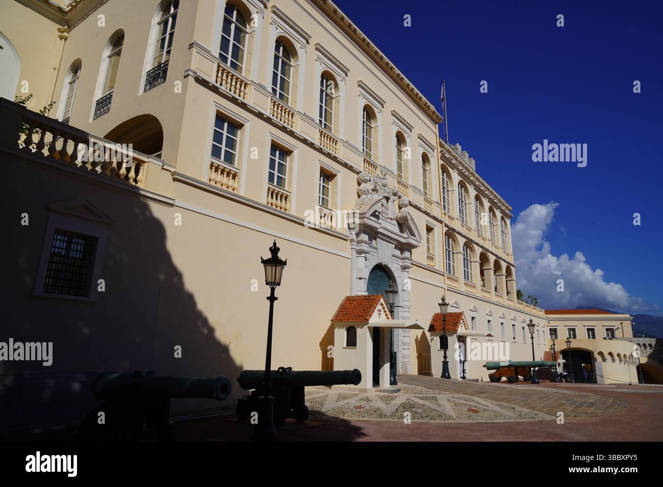 Façade du Palais Princier de Monaco, canons, Monaco Banque D'Images