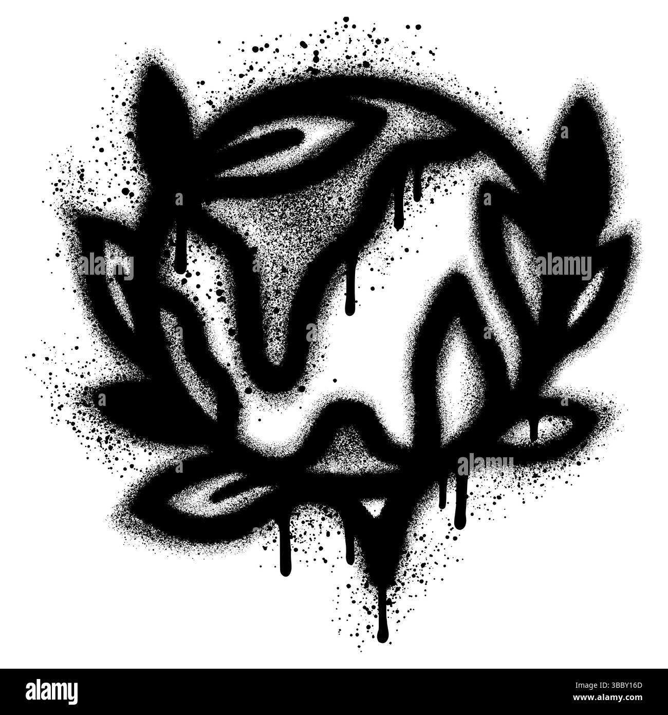 feuilles de graffiti et planète avec peinture noire en aérosol Illustration de Vecteur