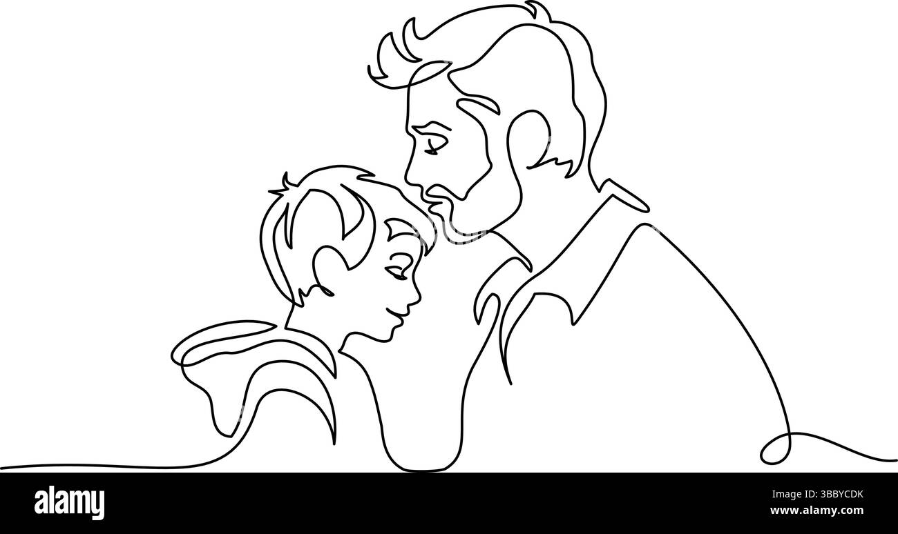 Carte de fête des joyeux pères. Papa embrasse son fils Illustration de Vecteur