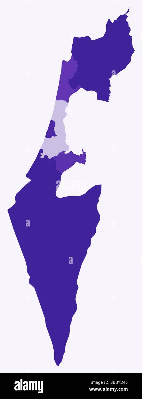 Carte d'Israël avec les régions. Juste une carte de frontière de pays simple avec division de région. Palette de couleurs violet foncé. Illustration de Vecteur