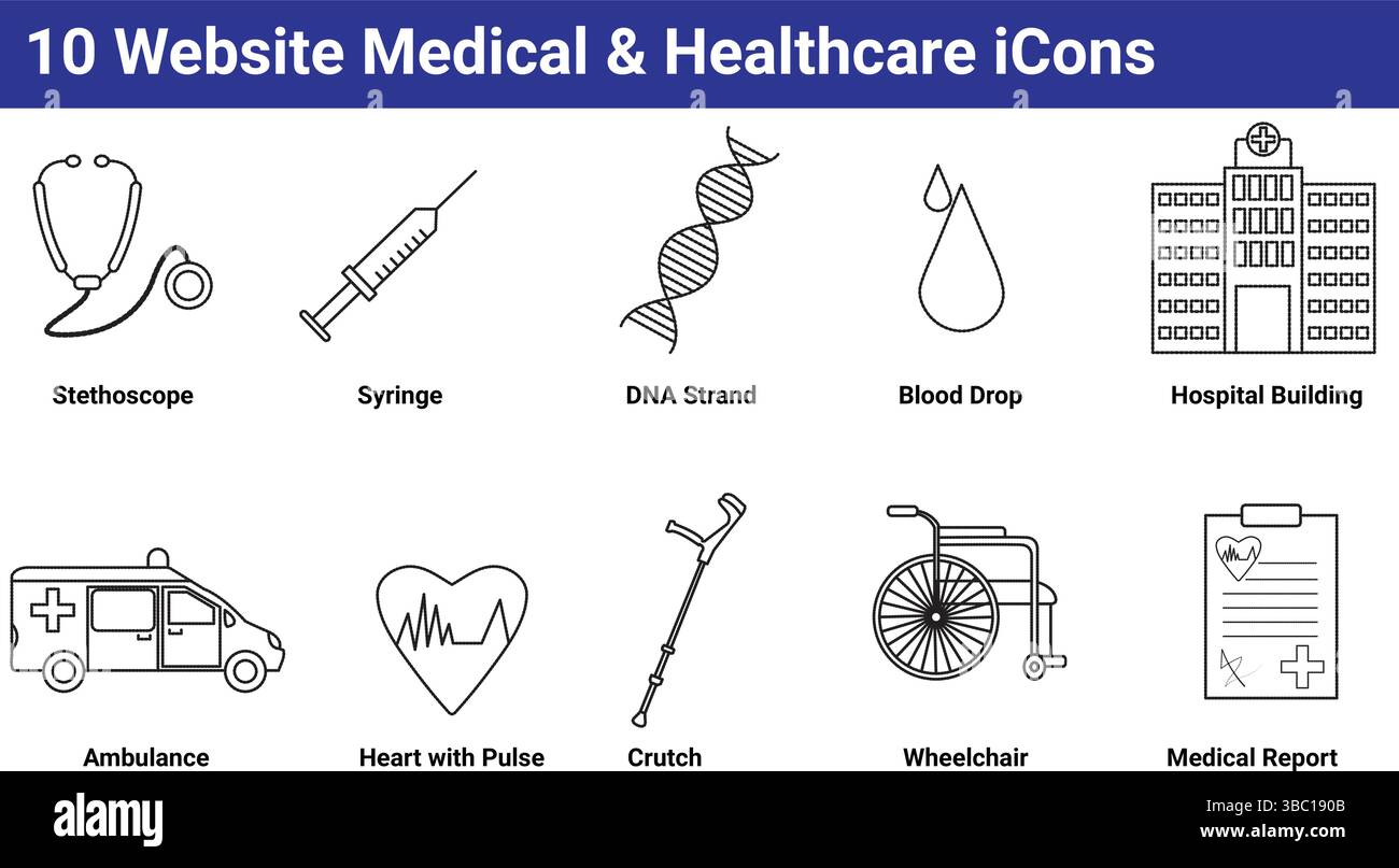 10 icônes médicales et de santé de site Web Illustration de Vecteur