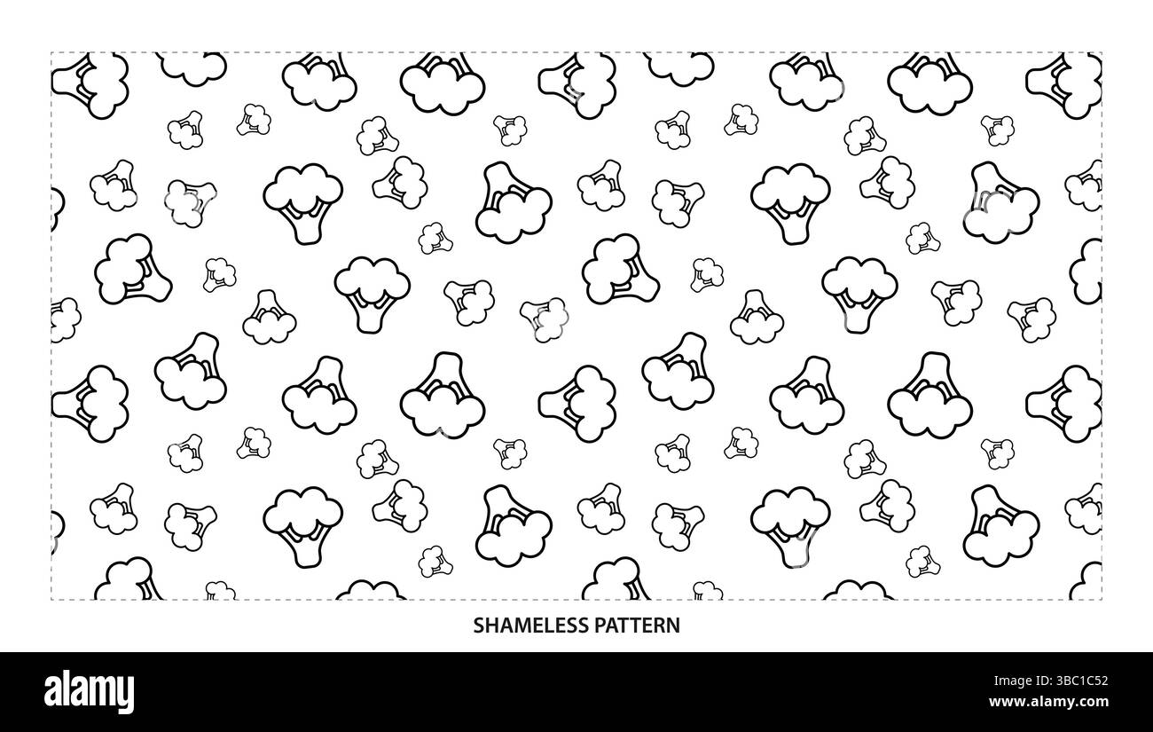 Simple brocoli noir et blanc contour sans couture motif pour les conceptions alimentaires Illustration de Vecteur