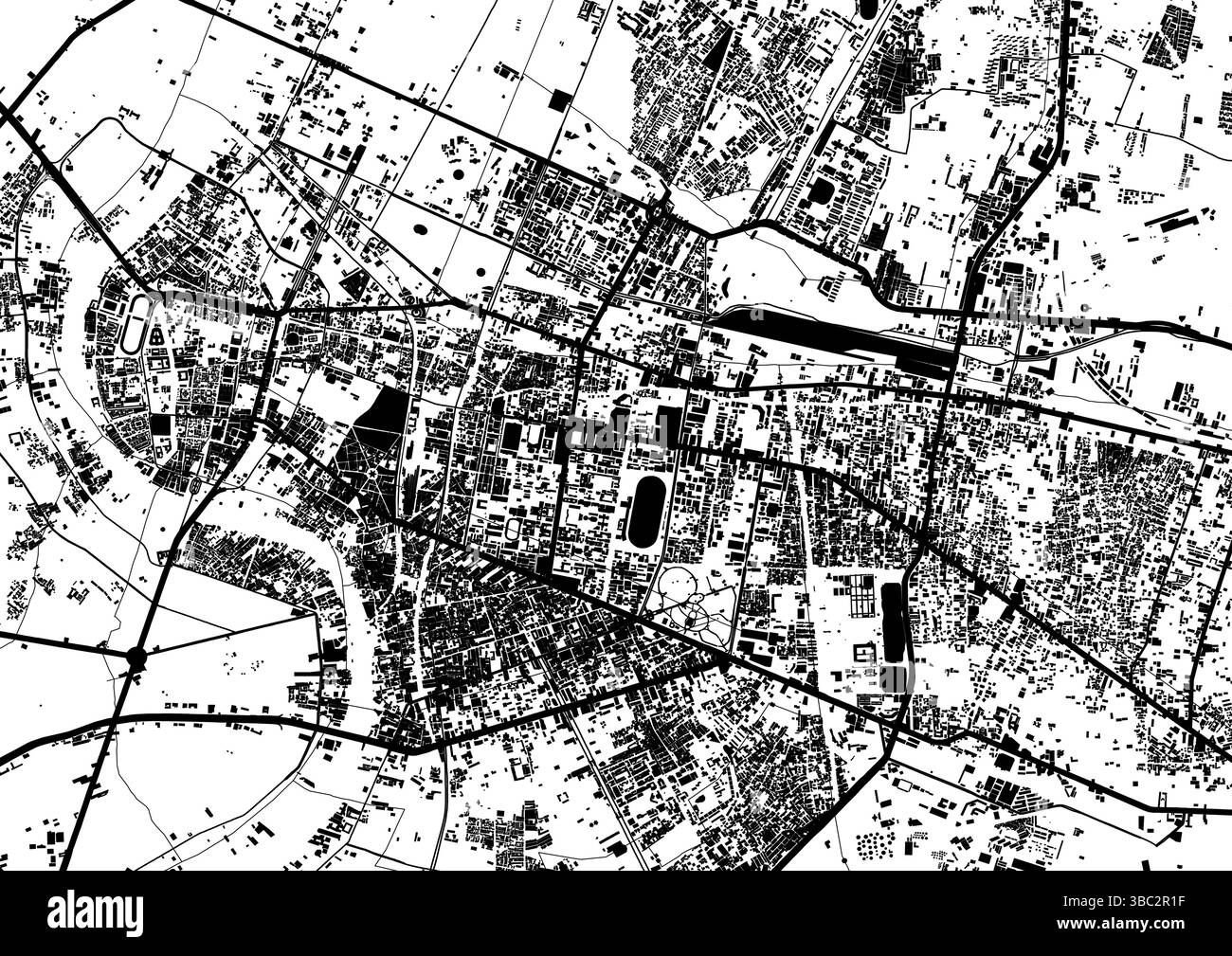 Carte vectorielle de Bangkok, Thaïlande - rue blanche et noire et disposition du bâtiment Illustration de Vecteur