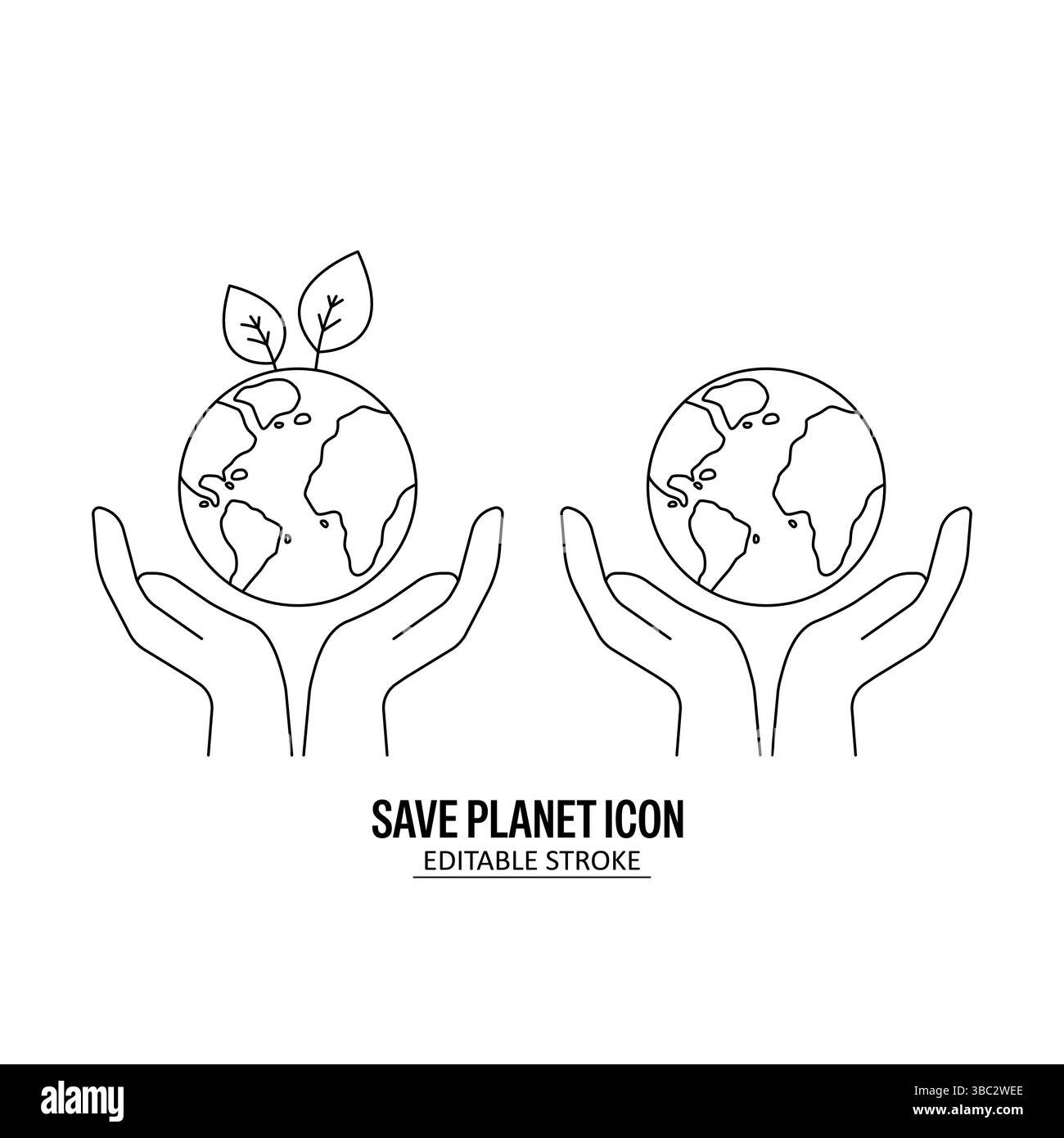 Icône Enregistrer la planète avec fond blanc. Style de contour modifiable pour le Web, l'application, la présentation et l'infographie Illustration de Vecteur