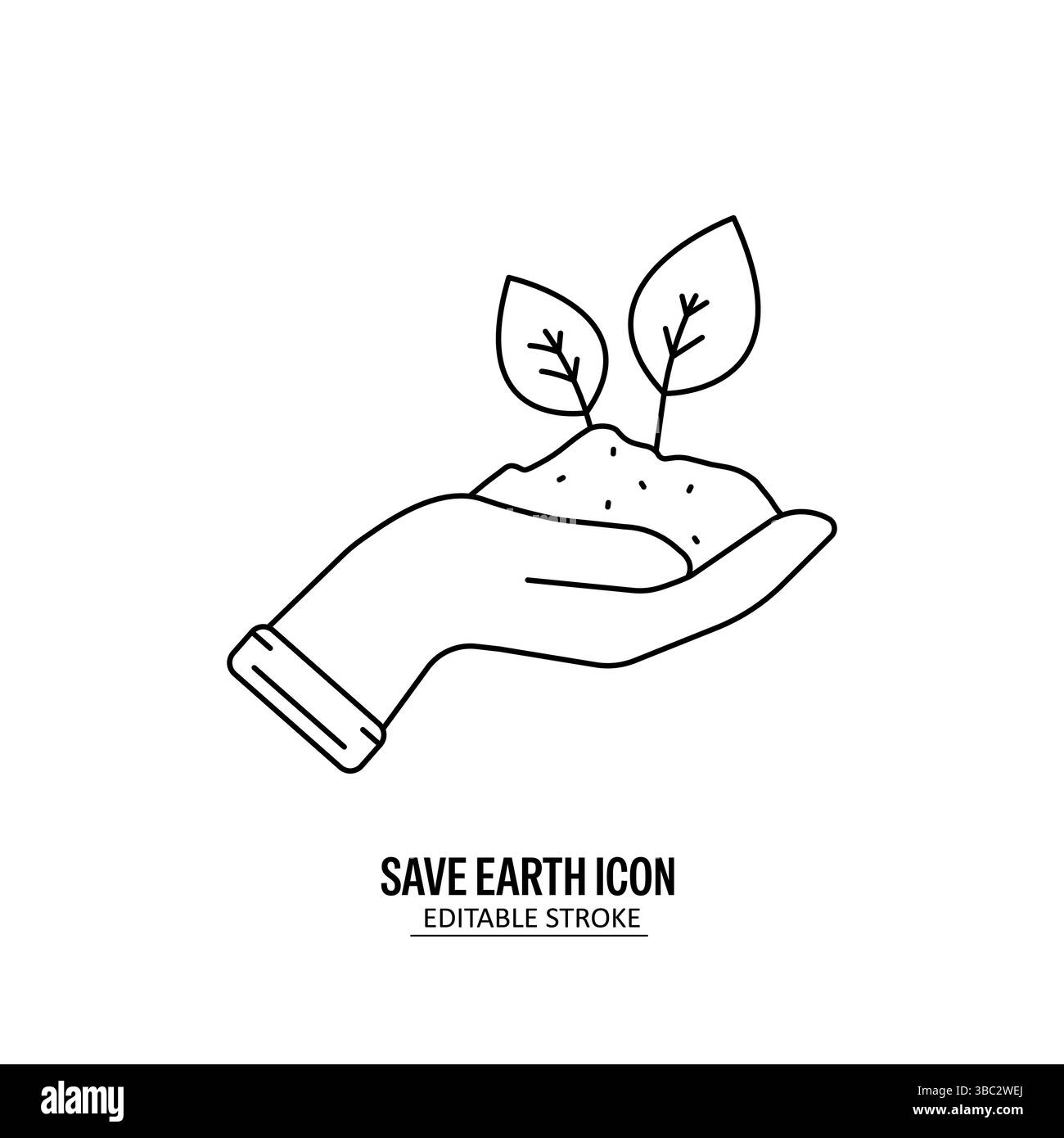 Enregistrer l'icône de la terre avec fond blanc. Style de contour modifiable pour le Web, l'application, la présentation et l'infographie Illustration de Vecteur