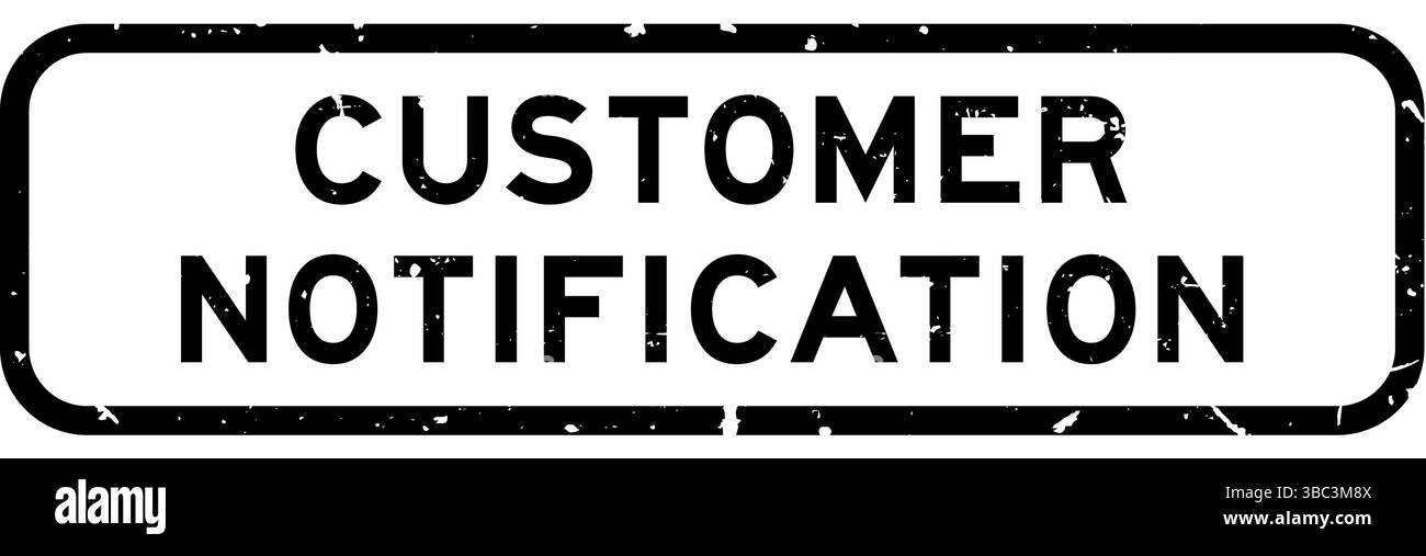 Timbre noir de sceau carré en caoutchouc de mot de notification de client grunge sur fond blanc Illustration de Vecteur
