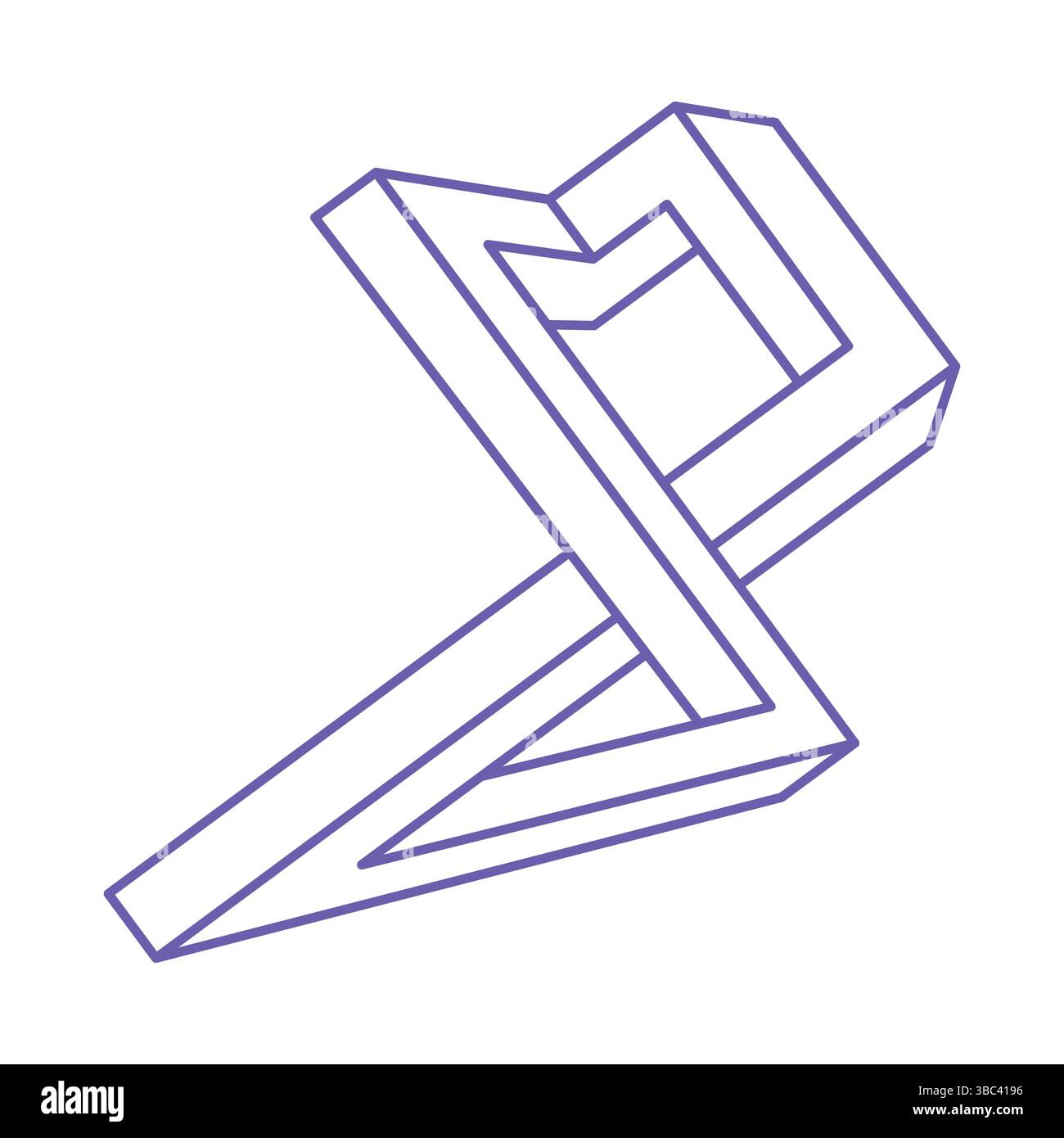 Formes impossibles. Géométrie sacrée. Illusion d'optique. Objet géométrique éternel abstrait. Dispositif optique Symbole de géométrie impossible sur fond blanc Illustration de Vecteur