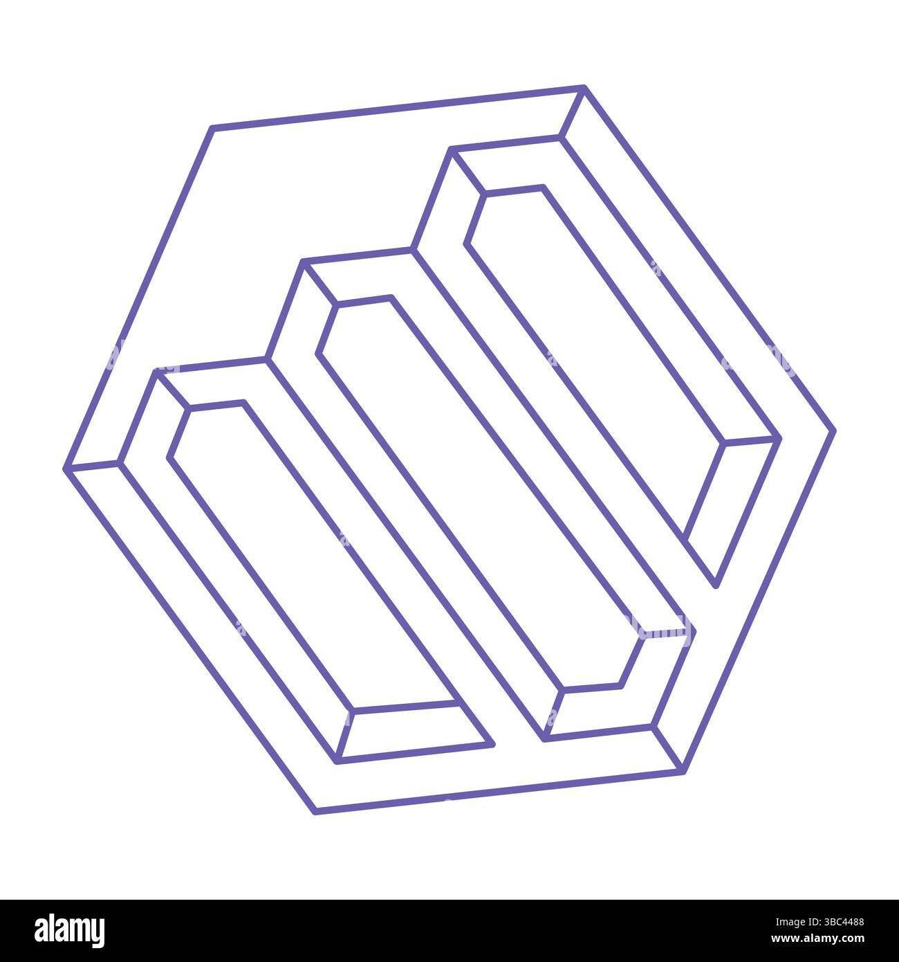 Illusion d'optique. Formes impossibles. Figure de géométrie sacrée. Tatouage dans la mode 2022 très Peri couleur. Objets géométriques éternels abstraits. Art optique Illustration de Vecteur