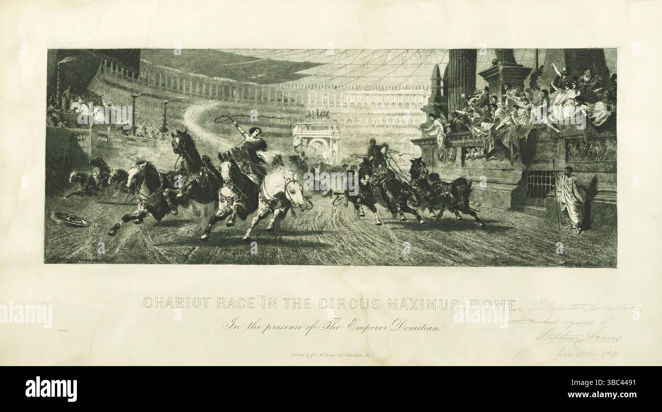 Imprimer. Gravure de Stephen James Ferris, 'course au chariot dans le Circus Maximus, Rome.' Collection Ferris. GA*14534. Recadré par DAMPP. Banque D'Images