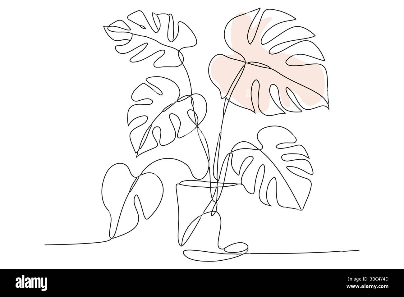 Dessiné à la main une ligne monstera illustration de plante d'intérieur dessin de contour de plante Illustration de Vecteur