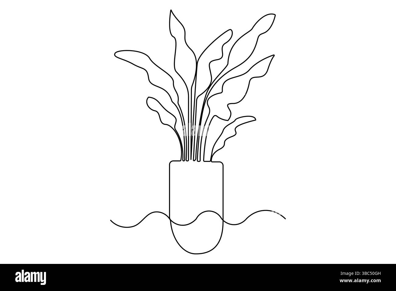 Dessiné à la main une ligne monstera illustration de plante d'intérieur dessin de contour de plante Illustration de Vecteur