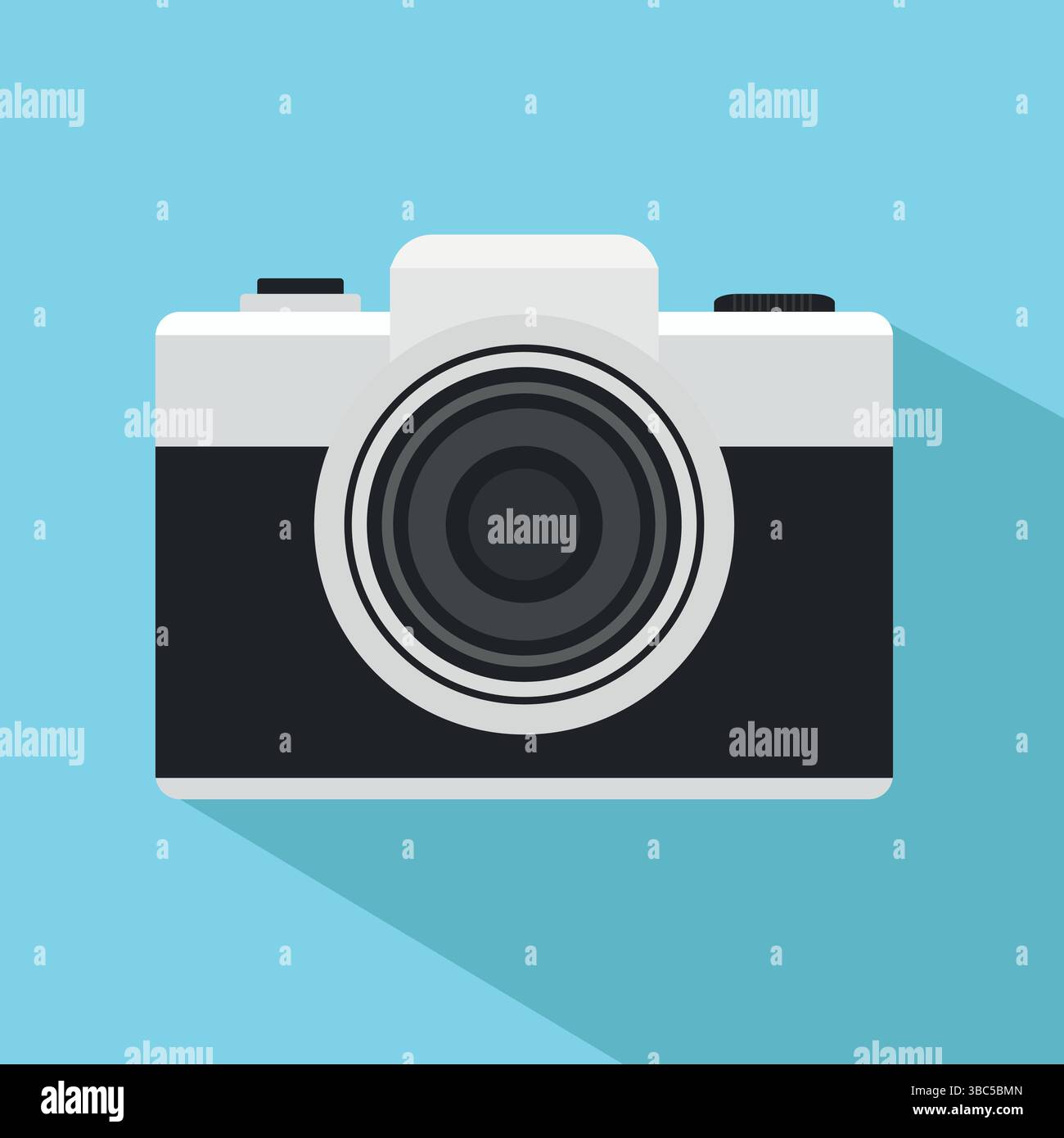 Appareil photo numérique sans miroir ou DLSR avec objectif, élément de conception d'affiche d'appareil photo Illustration de Vecteur