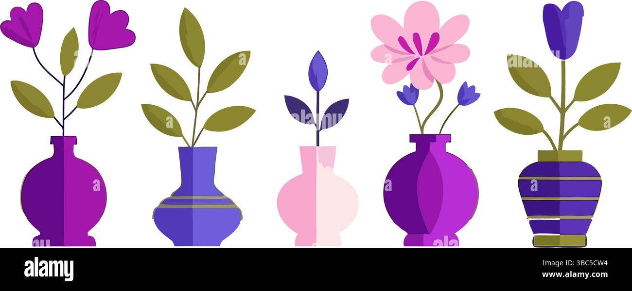 Vases à fleurs géométriques illustrations minimalistes de design scandinave Illustration de Vecteur