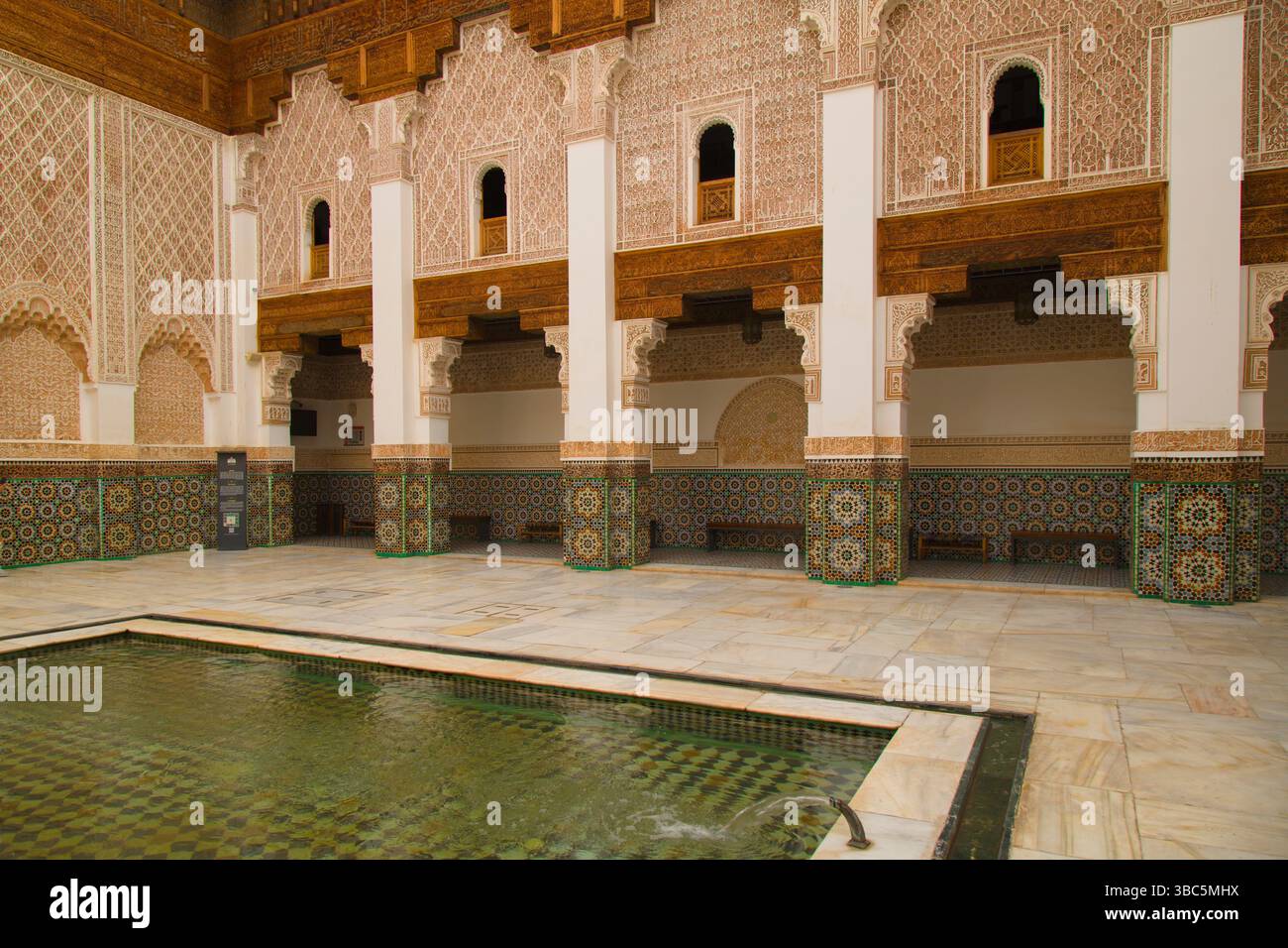 Maroc, Marrakech, Madrasa Ben Youssef, école islamique, Banque D'Images