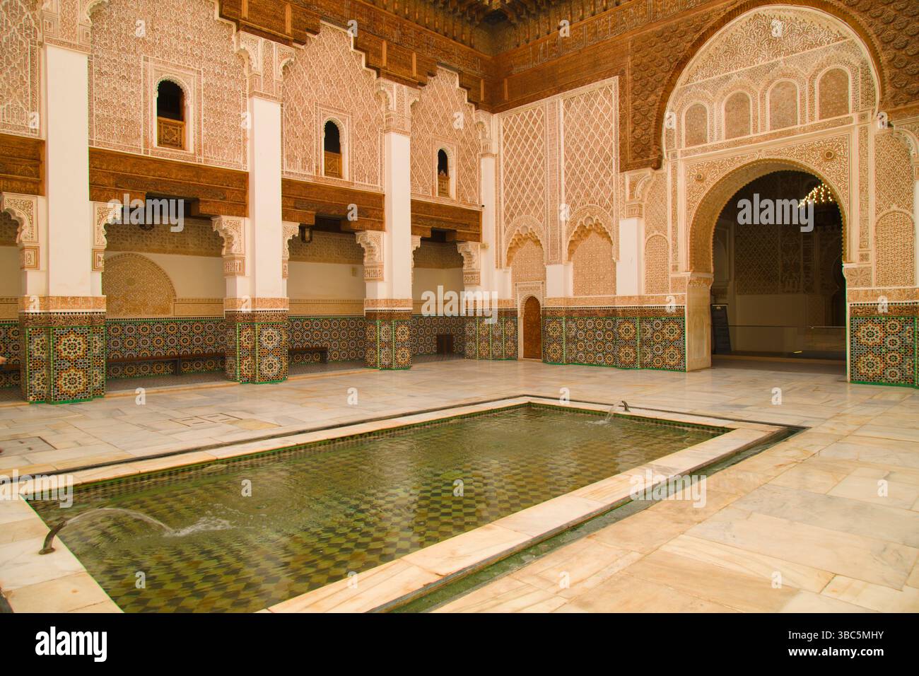 Maroc, Marrakech, Madrasa Ben Youssef, école islamique, Banque D'Images