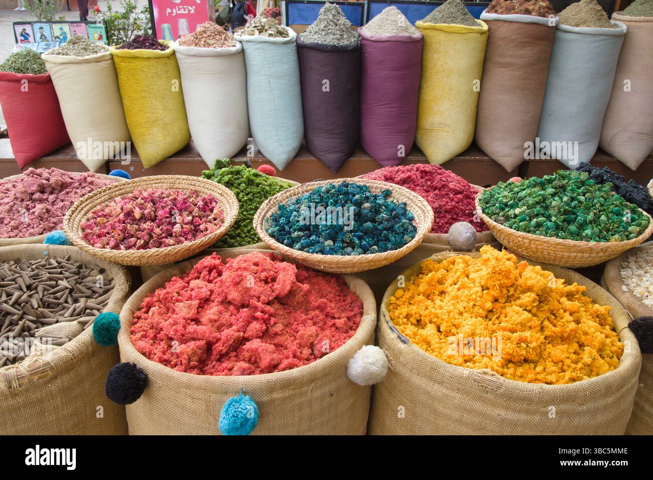 Maroc, Marrakech, souk, marché, épices, Banque D'Images