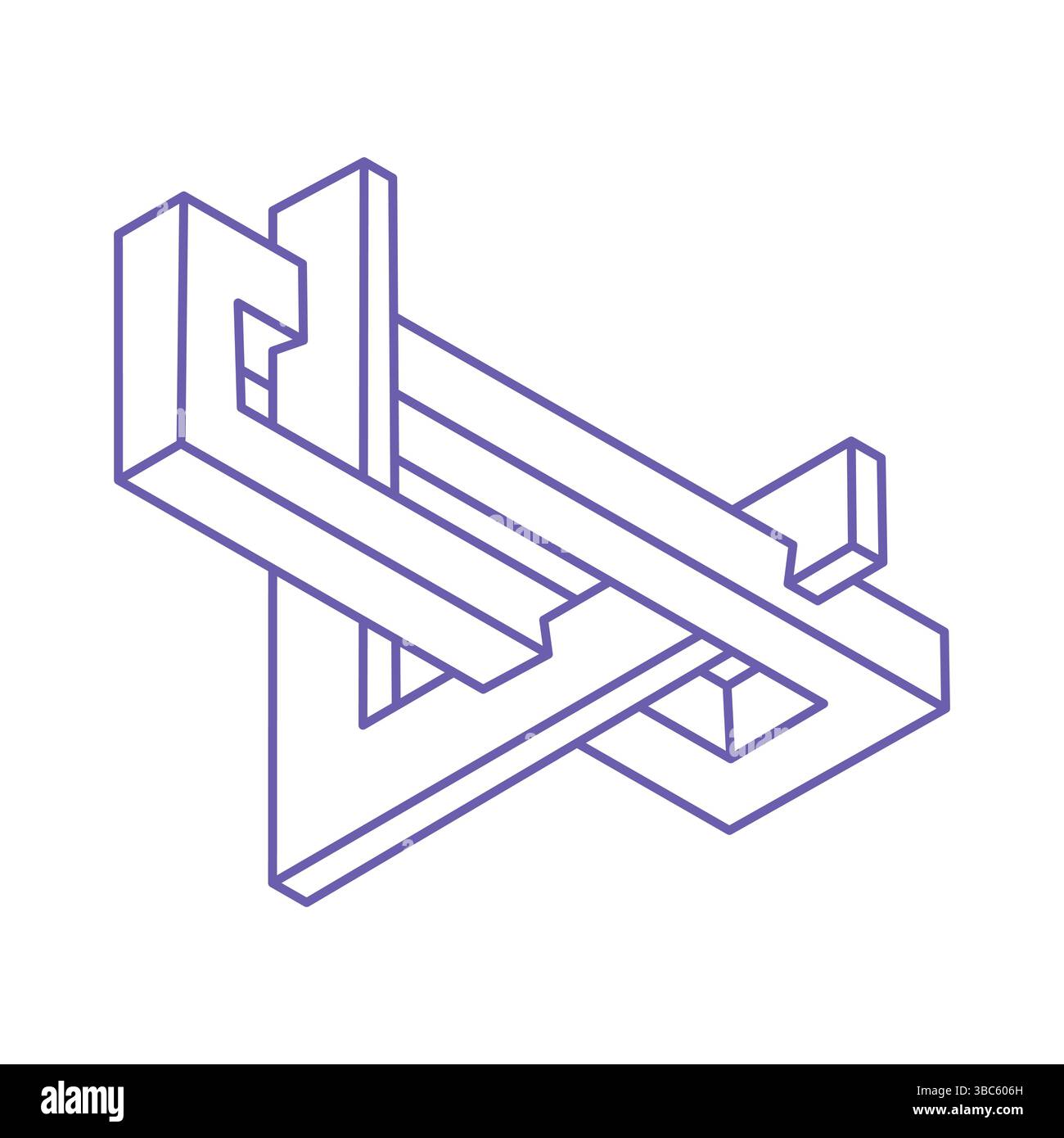 Illusion d'optique. Formes impossibles. Figures de géométrie sacrée. Objets géométriques éternels abstraits. Dispositif optique Forme géométrique impossible sur un blanc Illustration de Vecteur