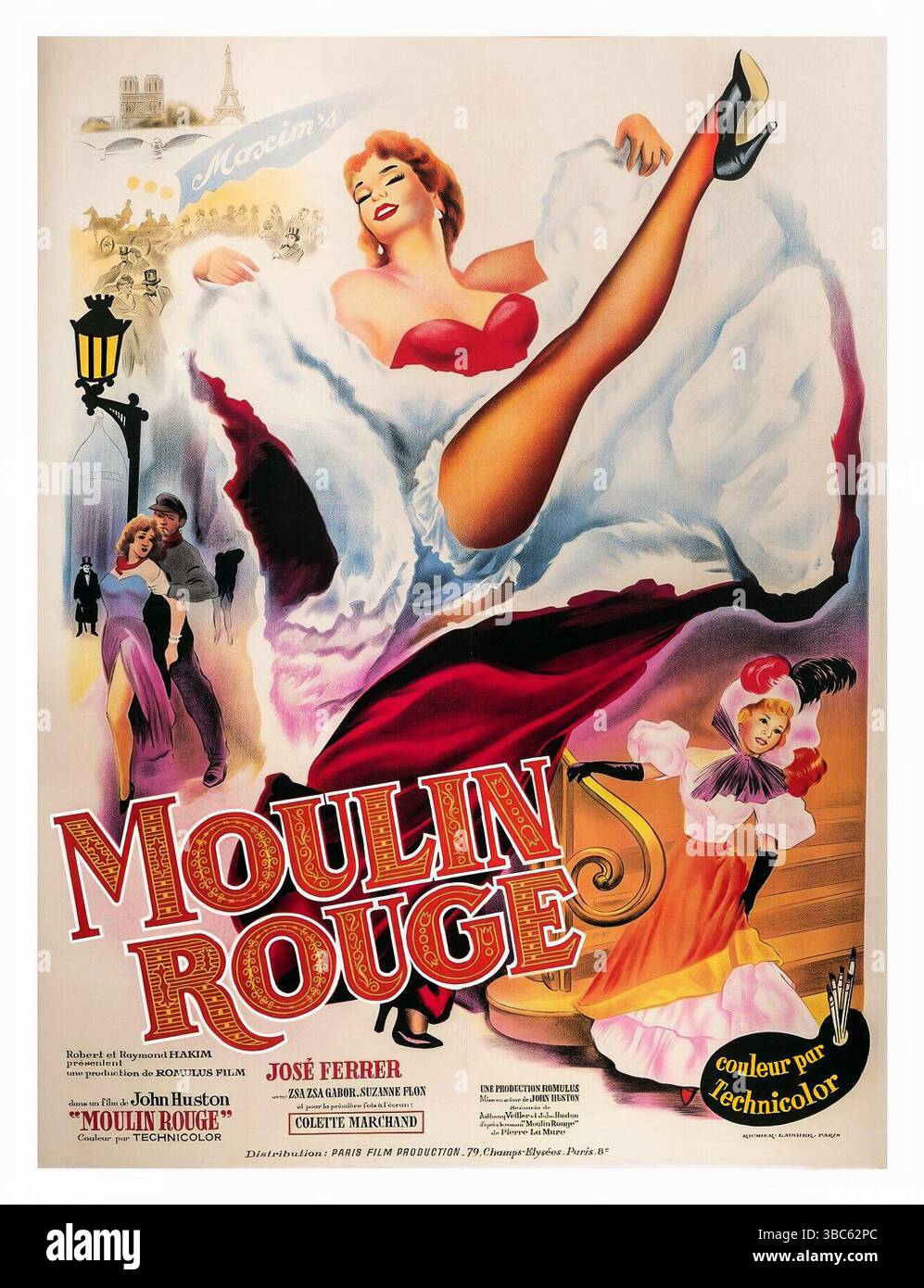 Affiche française de 1952 pour le film Moulin Rouge, réalisé par John Huston Banque D'Images