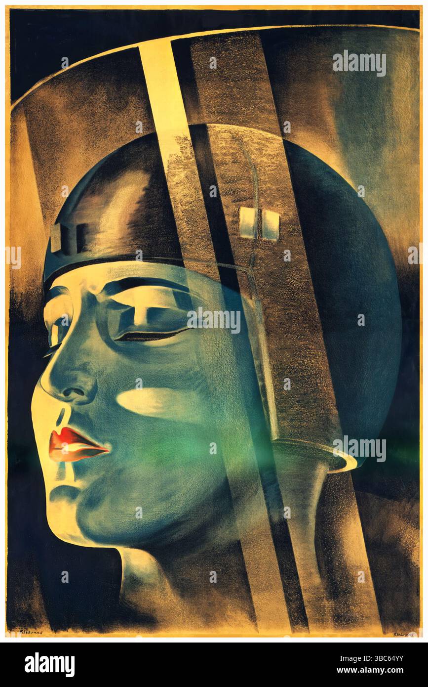 Affiche de 1926 pour le film de science-fiction Metropolis de 1927, réalisé par Fritz Lang, signé 'Klebrand' Banque D'Images