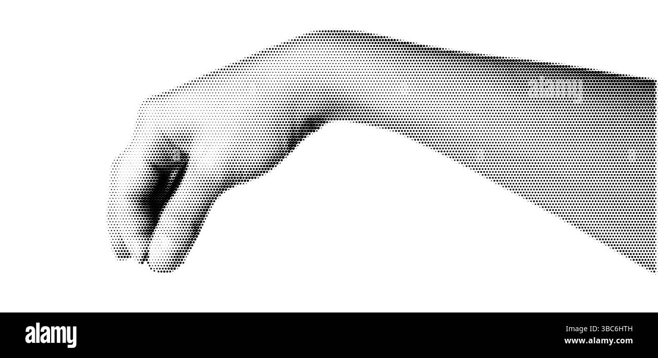 Effet demi-ton illustration d'une main dans un style Pop Art minimaliste avec texture pointillée Illustration de Vecteur