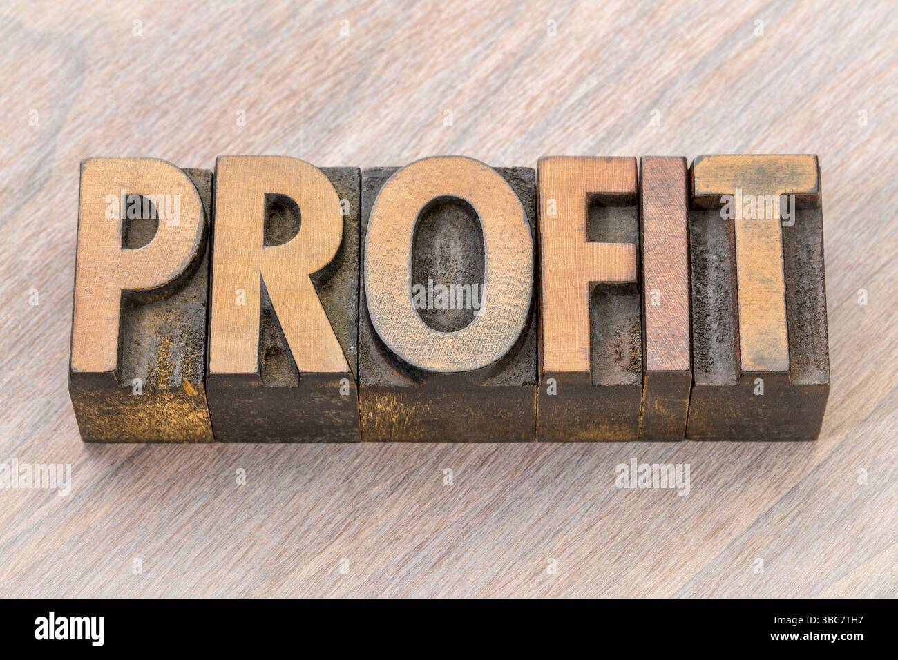 Mot de profit abstrait en type de bois typographique vintage Banque D'Images